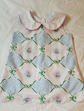 Tbbc Classic Peter Pan Collar Floral Toddler Dress - White & Light Blue